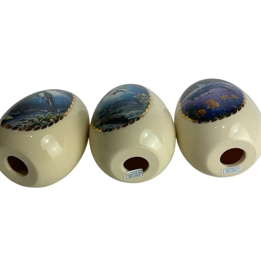 Set of 3 Robert Lyn Nelson Porcelain Eggs Splendors of the Sea Series